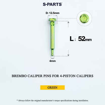 Brembo Grade 5 Titanium Brake Caliper Pins for 4-Piston and 2-Piston Calipers, 56 mm