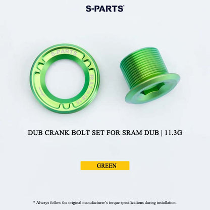 DUB Titanium Crank Arm Bolt & Self-Extracting Cap Set for SRAM DUB / Quarq / Force / Red | 11.3g Ultra-Light CNC Titanium