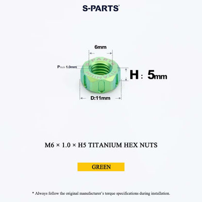 Grade 5 Titanium Hex Nuts M4–M12 | Metric & Fine Thread