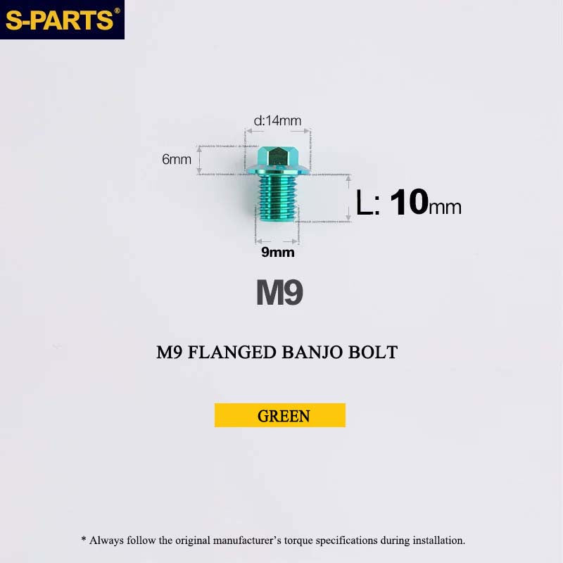M9 x 10mm Titanium Flanged Banjo Bolt for Shimano 8170 / 7170 / 9270 / 8020 & SRAM GRX Hydraulic Brakes