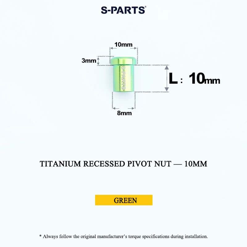 Titanium C-Brake Recessed Pivot Nut for M6 Brake Caliper Bolts (8-40mm)