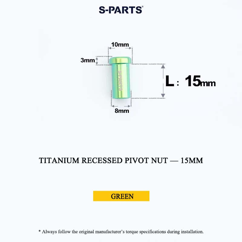 Titanium C-Brake Recessed Pivot Nut for M6 Brake Caliper Bolts (8-40mm)