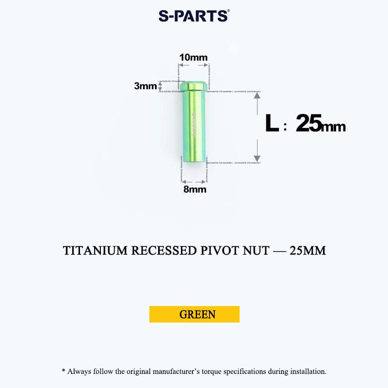 Titanium C-Brake Recessed Pivot Nut for M6 Brake Caliper Bolts (8-40mm)