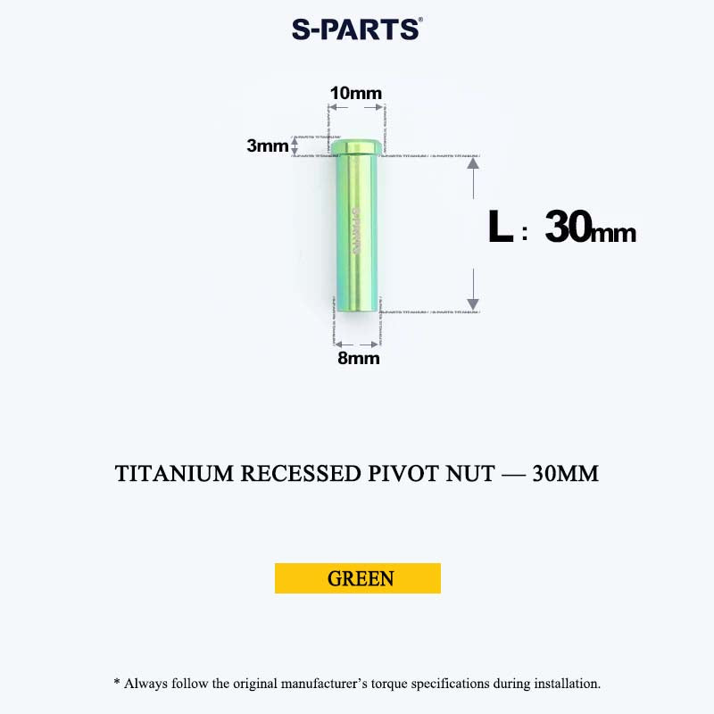 Titanium C-Brake Recessed Pivot Nut for M6 Brake Caliper Bolts (8-40mm)