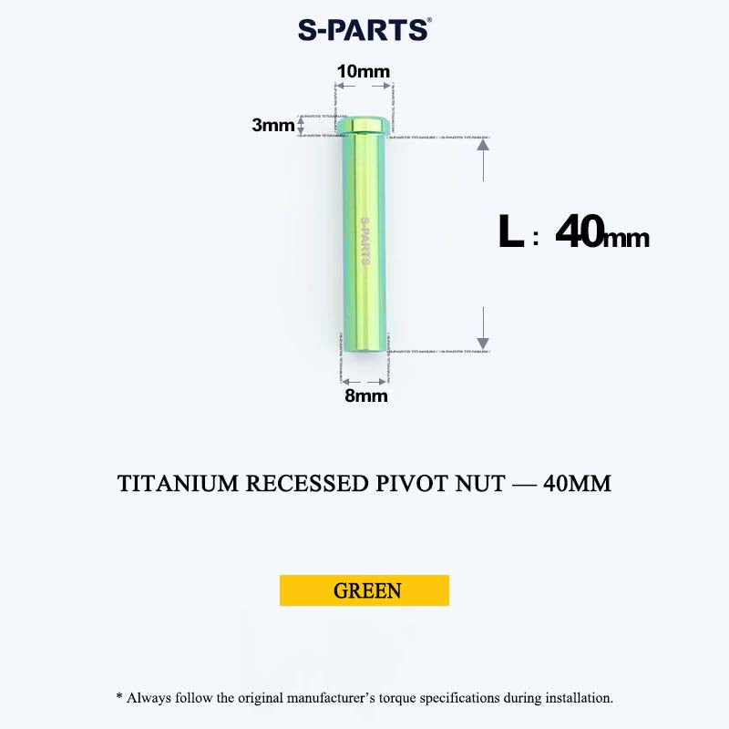 Titanium C-Brake Recessed Pivot Nut for M6 Brake Caliper Bolts (8-40mm)