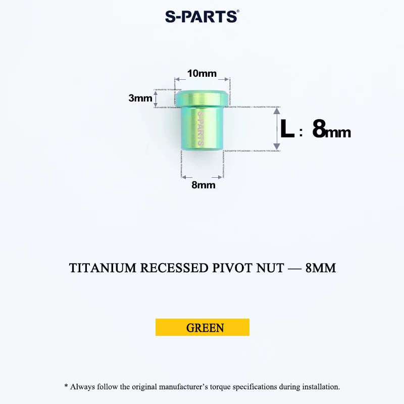 Titanium C-Brake Recessed Pivot Nut for M6 Brake Caliper Bolts (8-40mm)