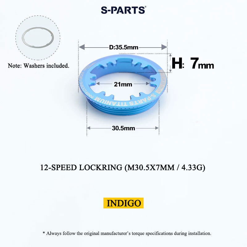 Grade 5 Titanium Cassette Lockring for Shimano & SRAM 10/11/12-Speed HG Freehubs