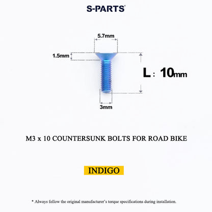 M3x6-30mm Titanium Flat Head Bolts Countersunk Ti Bolts For Road Bike