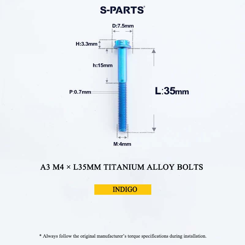 M4 × L30/35/40/45/50mm Titanium Alloy Bolts For Motorcycle