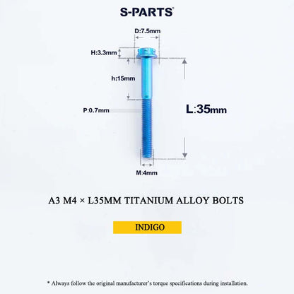M4 × L30/35/40/45/50mm Titanium Alloy Bolts For Motorcycle