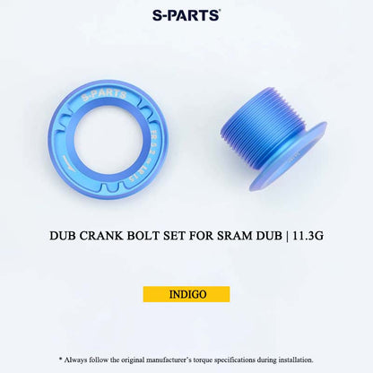 DUB Titanium Crank Arm Bolt & Self-Extracting Cap Set for SRAM DUB / Quarq / Force / Red | 11.3g Ultra-Light CNC Titanium