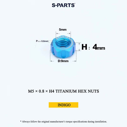 Grade 5 Titanium Hex Nuts M4–M12 | Metric & Fine Thread