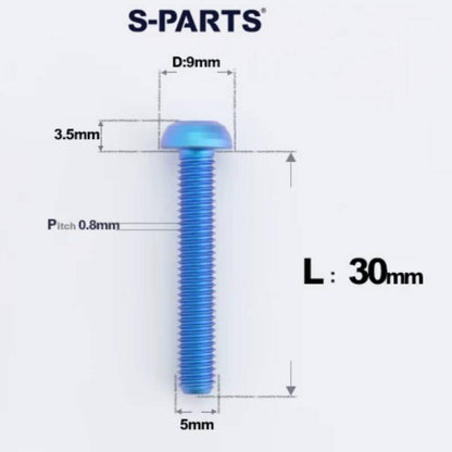 M5x8-34mm Titanium Disc Bolts Button Head Bolts for Water Bottle Cage