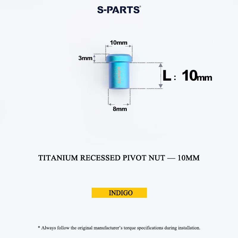 Titanium C-Brake Recessed Pivot Nut for M6 Brake Caliper Bolts (8-40mm)