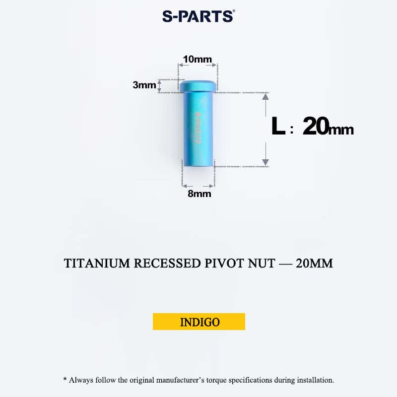 Titanium C-Brake Recessed Pivot Nut for M6 Brake Caliper Bolts (8-40mm)