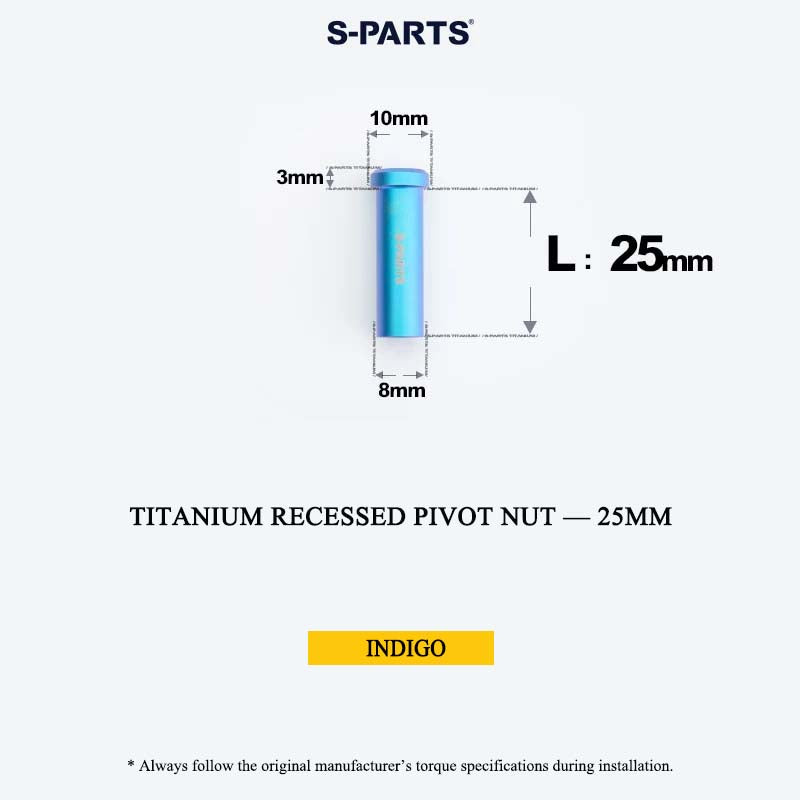 Titanium C-Brake Recessed Pivot Nut for M6 Brake Caliper Bolts (8-40mm)