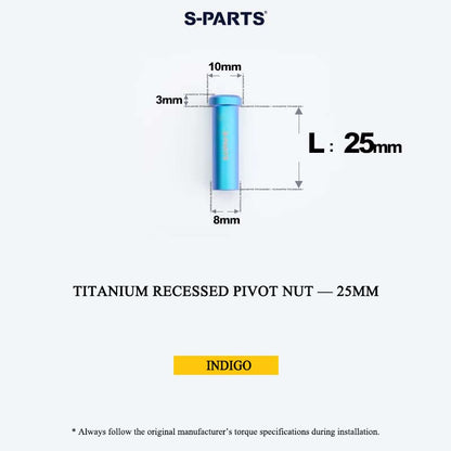 Titanium C-Brake Recessed Pivot Nut for M6 Brake Caliper Bolts (8-40mm)
