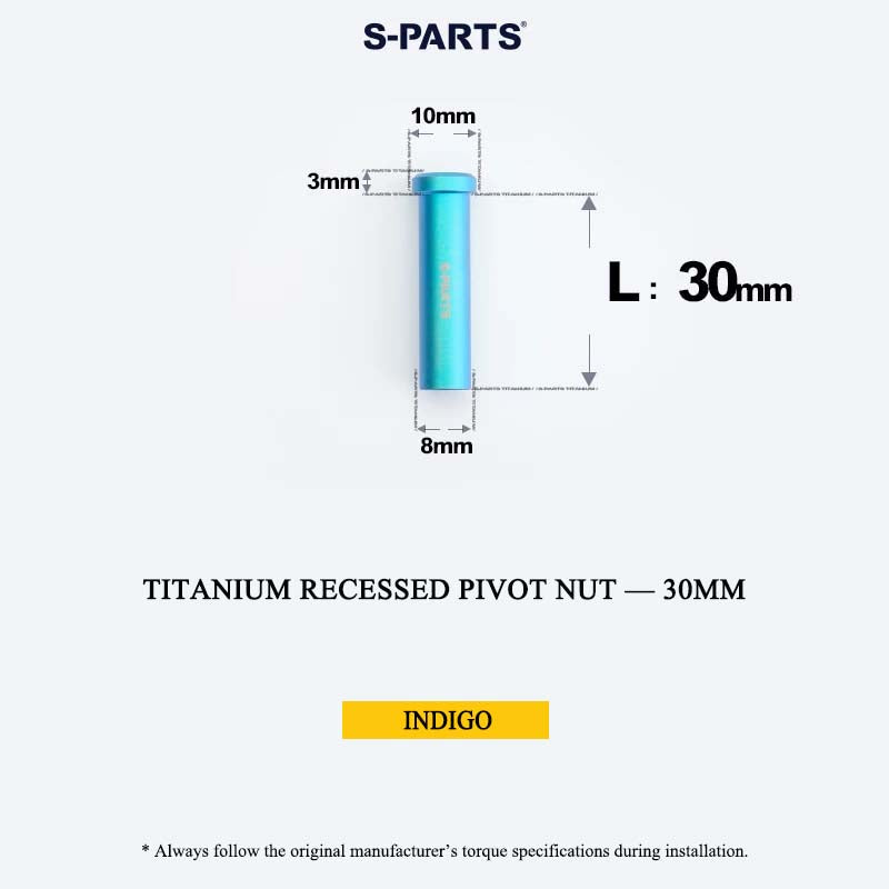 Titanium C-Brake Recessed Pivot Nut for M6 Brake Caliper Bolts (8-40mm)