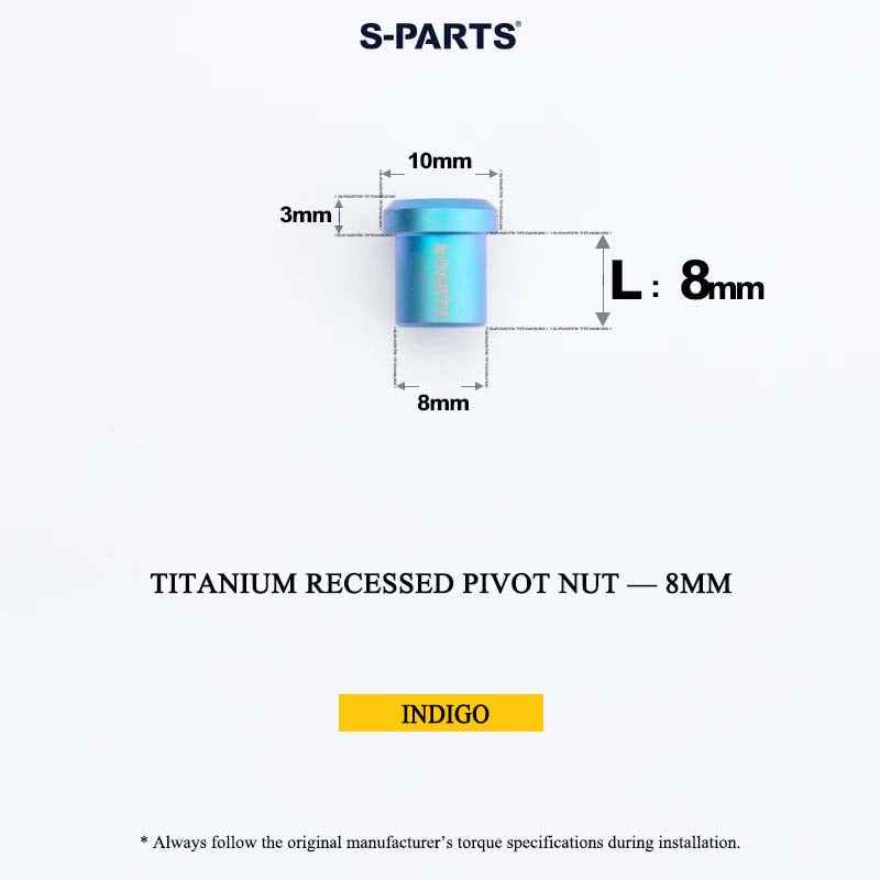 Titanium C-Brake Recessed Pivot Nut for M6 Brake Caliper Bolts (8-40mm)