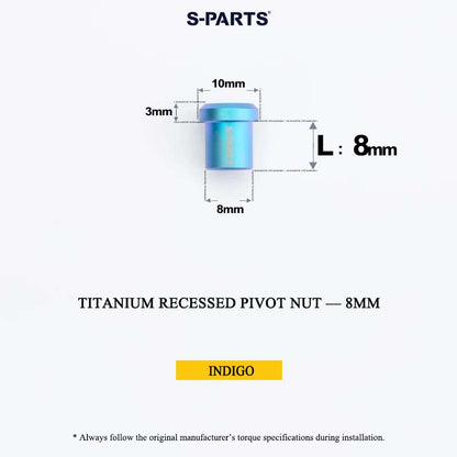 Titanium C-Brake Recessed Pivot Nut for M6 Brake Caliper Bolts (8-40mm)