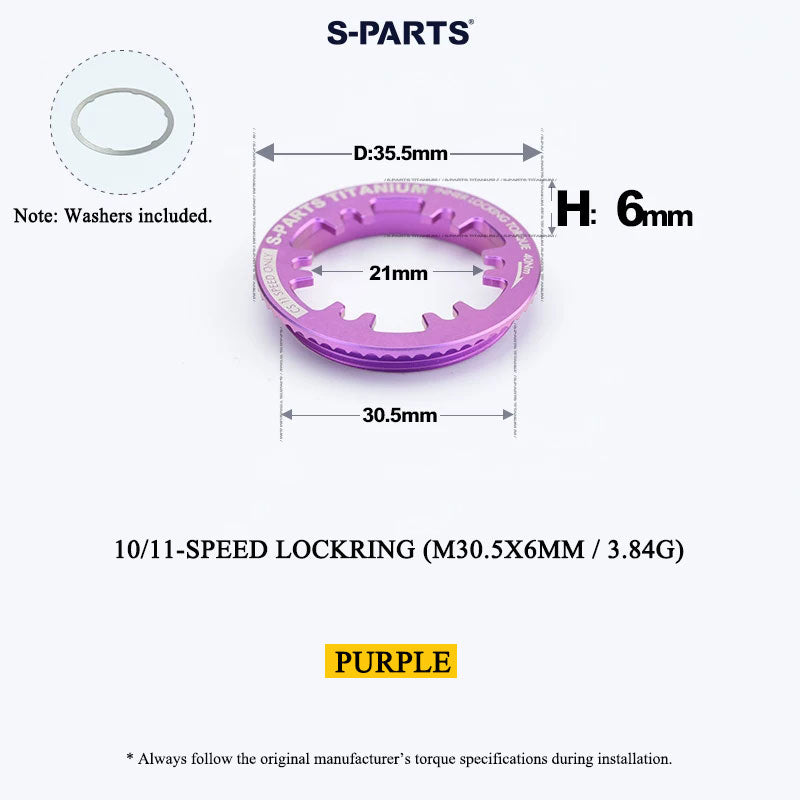 Grade 5 Titanium Cassette Lockring for Shimano & SRAM 10/11/12-Speed HG Freehubs