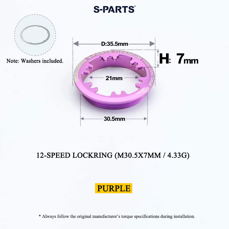 Grade 5 Titanium Cassette Lockring for Shimano & SRAM 10/11/12-Speed HG Freehubs