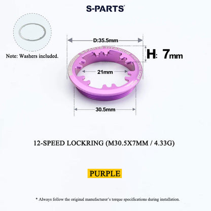 Grade 5 Titanium Cassette Lockring for Shimano & SRAM 10/11/12-Speed HG Freehubs
