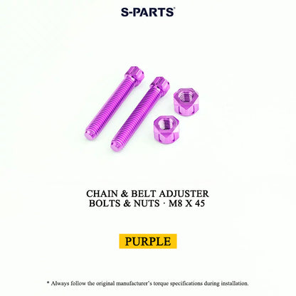 Grade 5 Titanium Chain/Belt Tensioner Adjuster Bolts and Nuts | M8×45 / M10×50