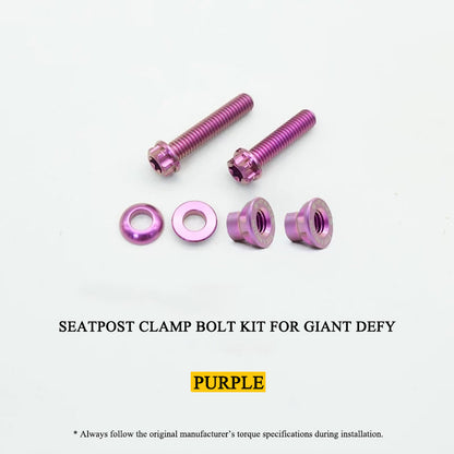 Titanium Seatpost Clamp Bolt Kit for Giant Defy – Grade 5 Titanium, M6
