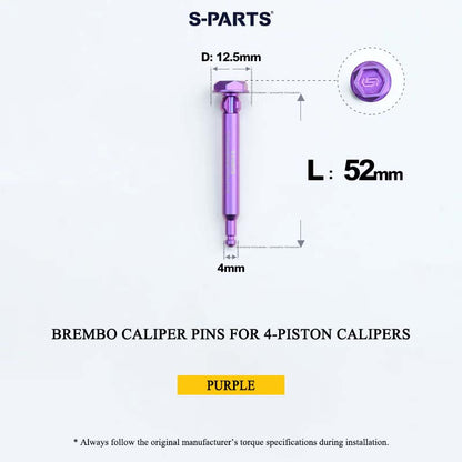 Brembo Grade 5 Titanium Brake Caliper Pins for 4-Piston and 2-Piston Calipers, 56 mm