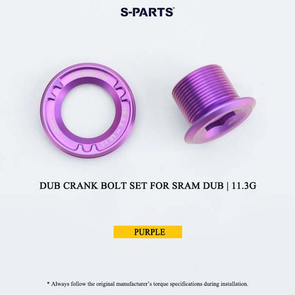 DUB Titanium Crank Arm Bolt & Self-Extracting Cap Set for SRAM DUB / Quarq / Force / Red | 11.3g Ultra-Light CNC Titanium