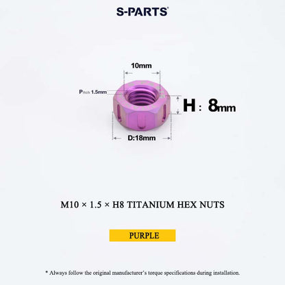 Grade 5 Titanium Hex Nuts M4–M12 | Metric & Fine Thread