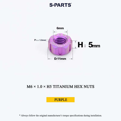 Grade 5 Titanium Hex Nuts M4–M12 | Metric & Fine Thread
