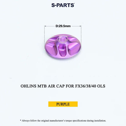 Ohlins MTB Titanium Air Cap for FX36/38/40 OLS & Thru Axle for RXF 38 | Grade 5 Ti-6Al-4V