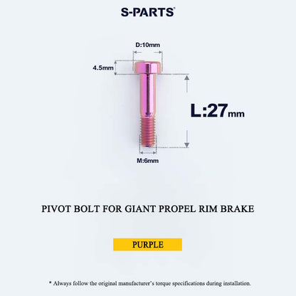 Grade 5 Titanium Brake Caliper Pivot Bolt for Giant Propel Rim Brake | M6×27mm