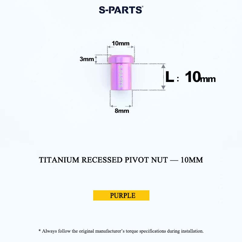 Titanium C-Brake Recessed Pivot Nut for M6 Brake Caliper Bolts (8-40mm)