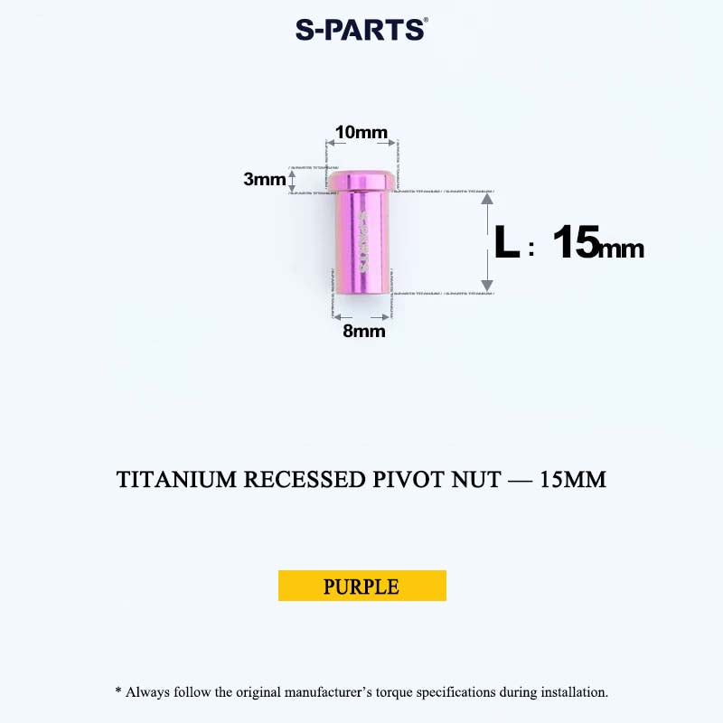 Titanium C-Brake Recessed Pivot Nut for M6 Brake Caliper Bolts (8-40mm)