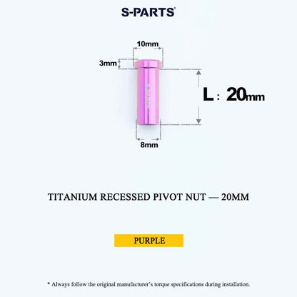 Titanium C-Brake Recessed Pivot Nut for M6 Brake Caliper Bolts (8-40mm)