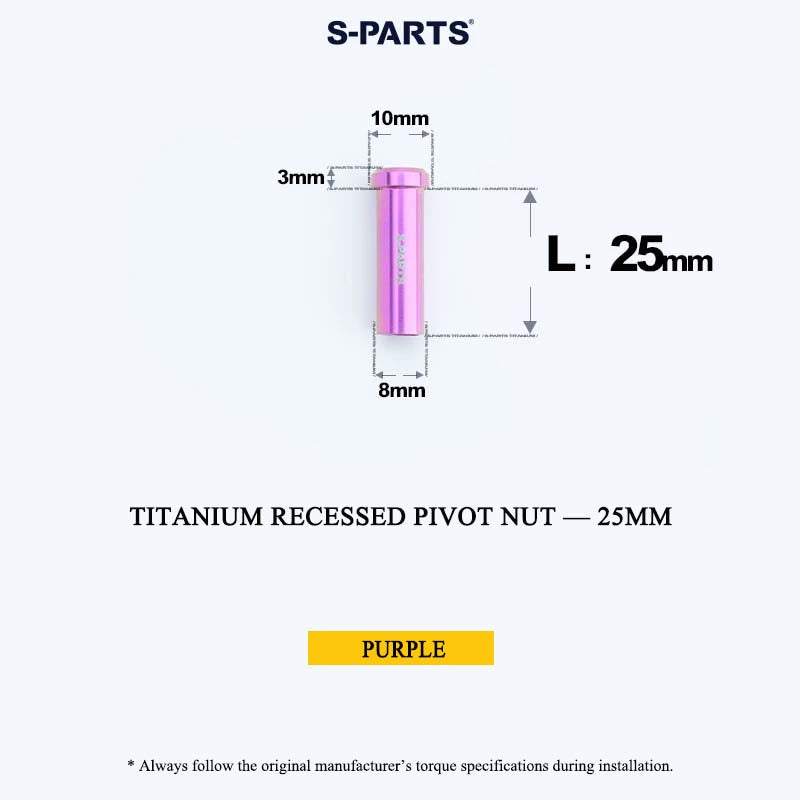 Titanium C-Brake Recessed Pivot Nut for M6 Brake Caliper Bolts (8-40mm)
