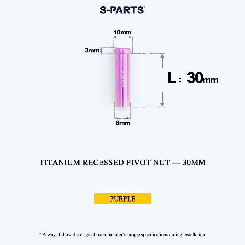 Titanium C-Brake Recessed Pivot Nut for M6 Brake Caliper Bolts (8-40mm)