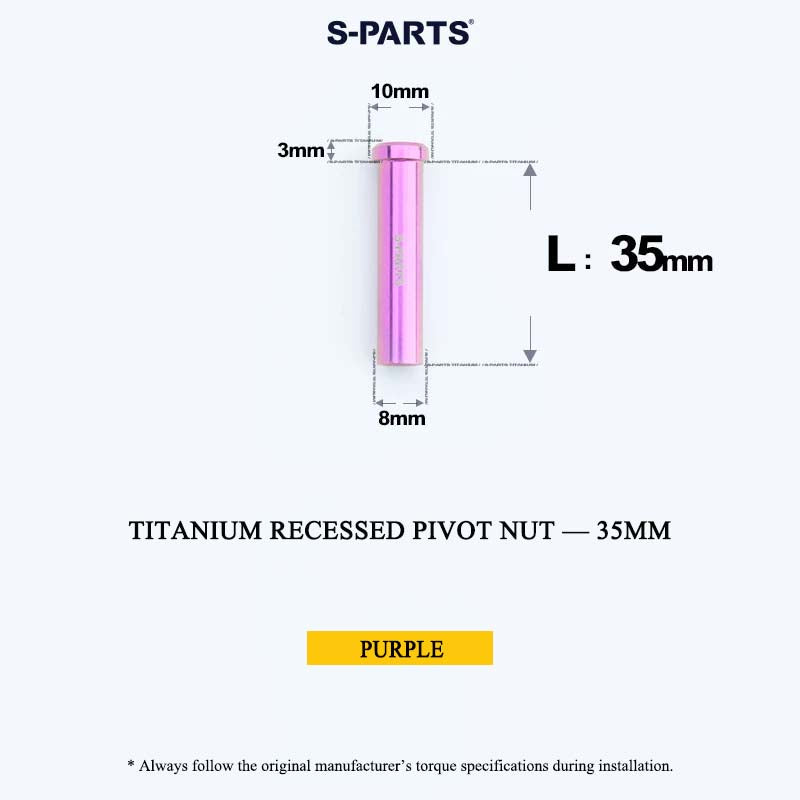 Titanium C-Brake Recessed Pivot Nut for M6 Brake Caliper Bolts (8-40mm)