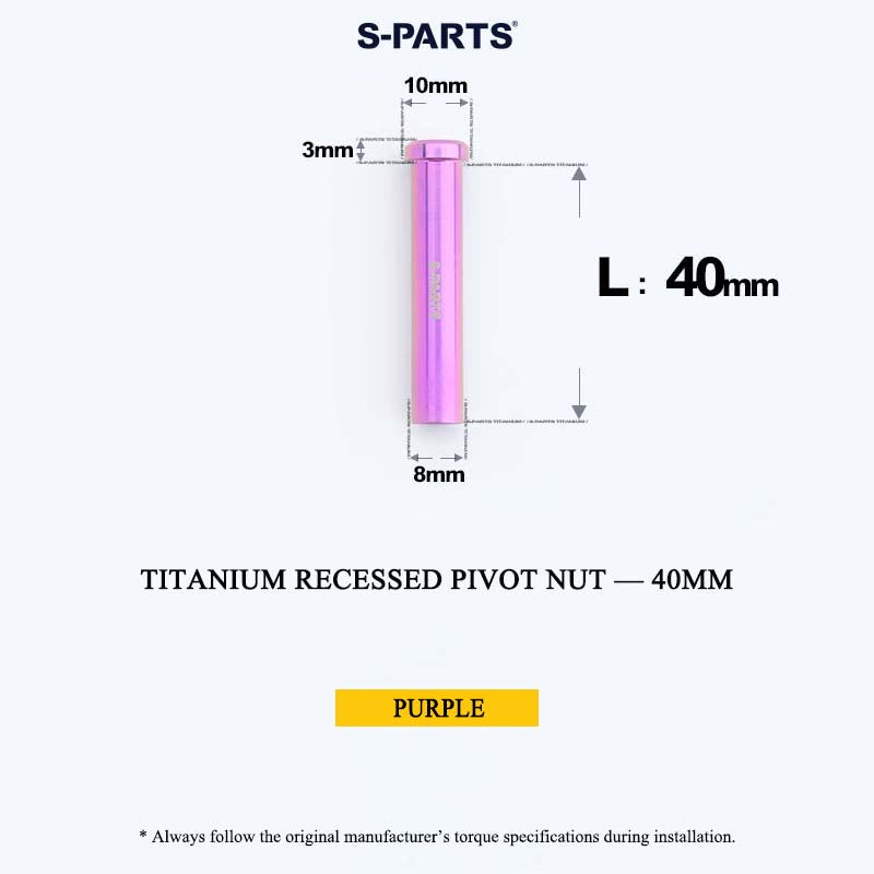 Titanium C-Brake Recessed Pivot Nut for M6 Brake Caliper Bolts (8-40mm)
