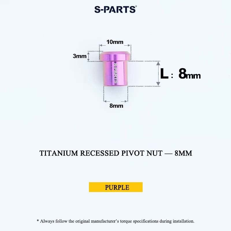 Titanium C-Brake Recessed Pivot Nut for M6 Brake Caliper Bolts (8-40mm)