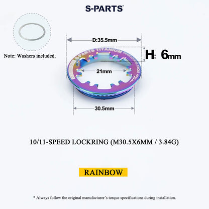 Grade 5 Titanium Cassette Lockring for Shimano & SRAM 10/11/12-Speed HG Freehubs