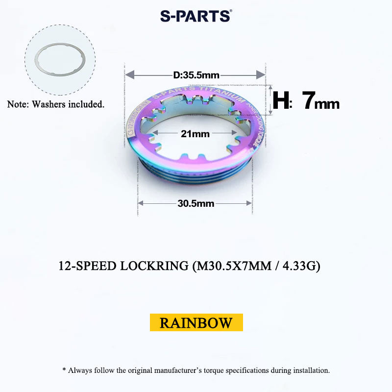 Grade 5 Titanium Cassette Lockring for Shimano & SRAM 10/11/12-Speed HG Freehubs