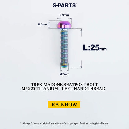 Trek Madone M5x25mm Grade 5 Titanium Left-Hand Thread Seatpost Screw