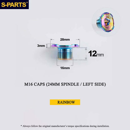 Titanium Spindle Bolt for ROTOR ALDHU Cranksets | M16 M19 M22 | 24mm, 30mm & DUB Compatible