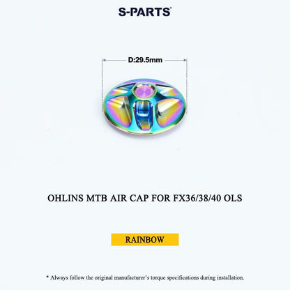 Ohlins MTB Titanium Air Cap for FX36/38/40 OLS & Thru Axle for RXF 38 | Grade 5 Ti-6Al-4V
