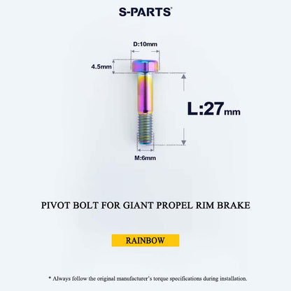 Grade 5 Titanium Brake Caliper Pivot Bolt for Giant Propel Rim Brake | M6×27mm