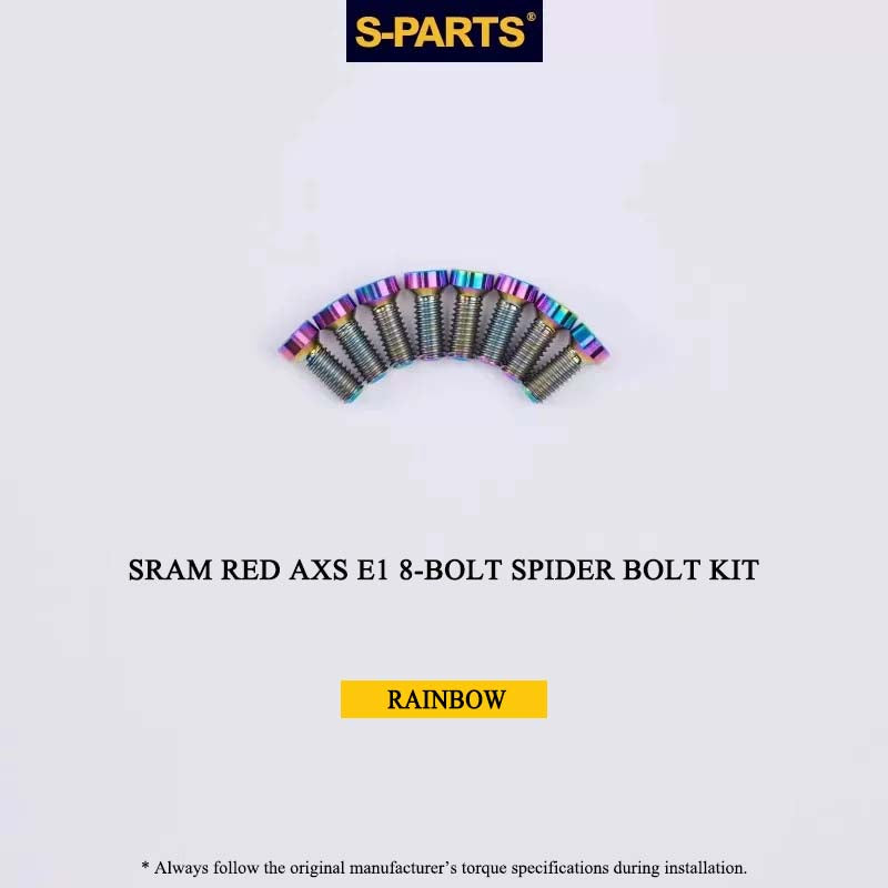 Titanium 8-Bolt Spider Bolt Kit for SRAM RED AXS E1 Crankset – M4 x 8.5mm | 8PCS